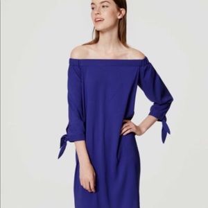 Loft Bold Blue off the shoulder dress